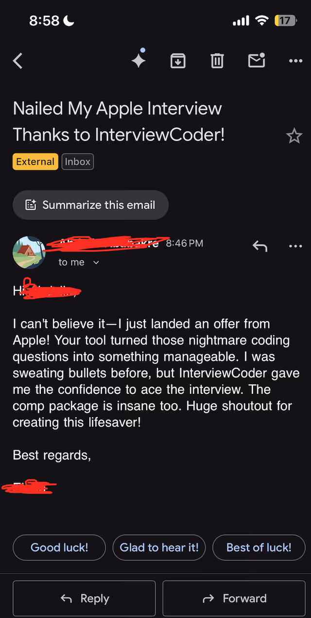AI Interview Assistant - Anonymous User testimonial screenshot