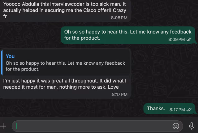 AI Interview Assistant - Anonymous User testimonial screenshot